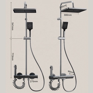 Set <span class=keywords><strong>Doccia</strong></span> Termostatico con Display Digitale Nero Opaco, Sistema <span class=keywords><strong>Doccia</strong></span> a Pioggia di Lusso con Tasti Stile Pianoforte per Progetti Alberghieri e Appartamenti - Product Image 5