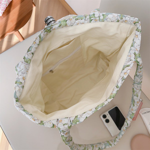 Custom Mulheres Algodão Quilt Tote <span class=keywords><strong>Bag</strong></span> Shoulder <span class=keywords><strong>Bag</strong></span> Shopping <span class=keywords><strong>Bag</strong></span> com bolsos Zipper - Product Image 3
