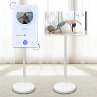 Vente en gros de téléviseurs intelligents de haute qualité personnalisés de 21 pouces avec écran tactile, rechargeables, portables, moniteurs TV mobiles noirs et blancs avec support