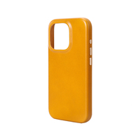 Étui de téléphone en cuir jaune moutarde pour iPhone, texture lisse, coque de protection fine, coque de téléphone de luxe