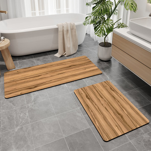 Tapis de salle de bain rectangulaire en teck, en terre de diatomée, absorbant et antidérapant, pour bain et toilettes - Product Image 1