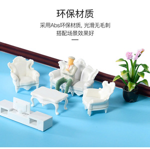 Modèle <span class=keywords><strong>de</strong></span> plan <span class=keywords><strong>de</strong></span> maison fait main, ensemble <span class=keywords><strong>de</strong></span> meubles simulés, petits ornements d'intérieur, tables et chaises à l'échelle 1:50 - Product Image 6