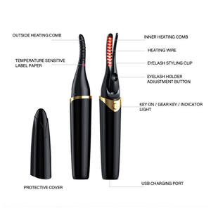 Vente en gros de recourbe-cils chauffant électrique portable personnalisé à rotation 360°, avec clip individuel en silicone USB pour rehaussement des cils - Product Image 2