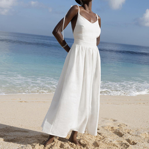 2024 Summer Sleeveless <strong>Linen</strong> <strong>Dress</strong> for Women Romantic Backless Casual Long <strong>Dress</strong> Solid Bandage <strong>Maxi</strong> Summer <strong>Dress</strong> 2024 - Product Image 3