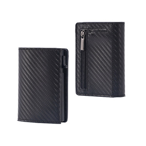 Portafoglio Sottile in Pelle PU Crazy Horse con Porta Carte Pop-up, Tasca Portamonete con Cerniera RFID in Alluminio Magnetico e Magnete per Borsa in Metallo - Product Image 1