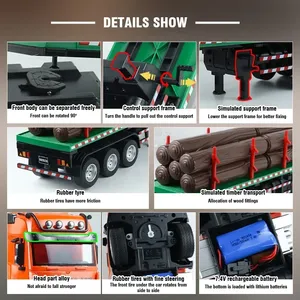 Camión Remolque RC Huina 2.4G 9CH, Camiones de Transporte de Madera con Control Remoto, Locomotora de Aleación, Vehículo Transportador de Madera, Juguetes, Regalos para Niños - Product Image 2
