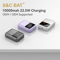 Chargeur portable haute capacité 10000mAh Li-Polymère 22.5W Type C Power Bank avec affichage LED et double sortie pour les voyages et l'usage quotidien, personnalisable