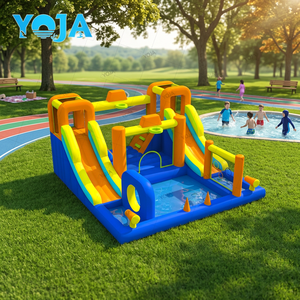 Château gonflable Oxford avec toboggan aquatique, piscine à balles, personnalisable pour tout-petits, pour jardin, intérieur et extérieur, pour des aventures amusantes - Product Image 1