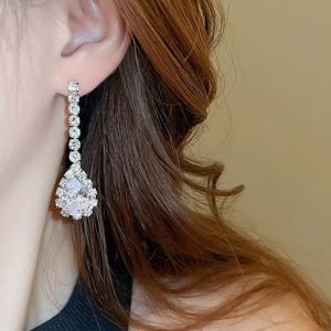 Cadeau de luxe bijoux fins argent aiguille boucles d'oreilles collier Bling Bling fête dîner femme Zircon ensembles de bijoux - Product Image 6