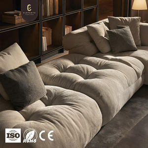 Sofá de sala de estar de tela blanca gris de gama alta moderno con reposabrazos enrollados curvos suaves <span class=keywords><strong>y</strong></span> conjunto de sofá modular de diseño de lujo sin marco - Product Image 3