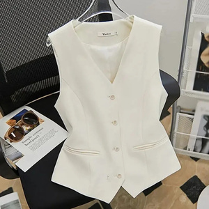 EHK0110 Chaleco de Primavera y Otoño para Mujer, Cárdigan Coreano, Chaqueta Informal <span class=keywords><strong>sin</strong></span> Mangas de Color Sólido - Product Image 1