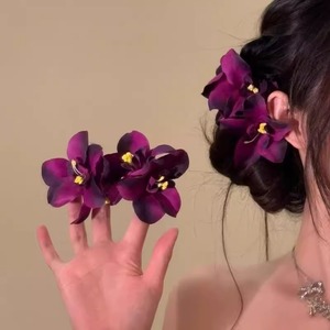 Pinza para el pelo con flor de Bauhinia roja brillante, simulación de flor, clip lateral, tocado, horquilla lateral para flequillo, accesorios para el cabello para mujer - Product Image 4