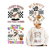 Transferts thermiques personnalisés pour Halloween, prêts à poser sur t-shirts, transferts sérigraphiques, logos thermocollants pour sacs