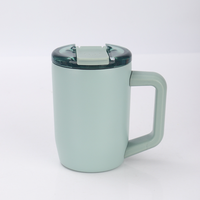 Mug à café personnalisé avec logo, 15 oz, avec poignée, double paroi, en acier inoxydable 304, couvercle anti-fuite, tasse à café portable pour voiture et voyage