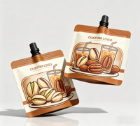 Pochette souple personnalisée à bec verseur, imprimée en héliogravure, biodégradable, réutilisable, écologique, pour jus, boissons et aliments liquides