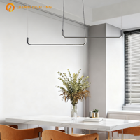 Luxueux lustre suspendu en aluminium Table à manger îlot de cuisine 18w 3CCT Long linéaire moderne LED suspension