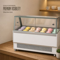 Vitrine de luxe pour glaces artisanales avec verre chauffant anti-buée et 304 bacs pour pâtisserie