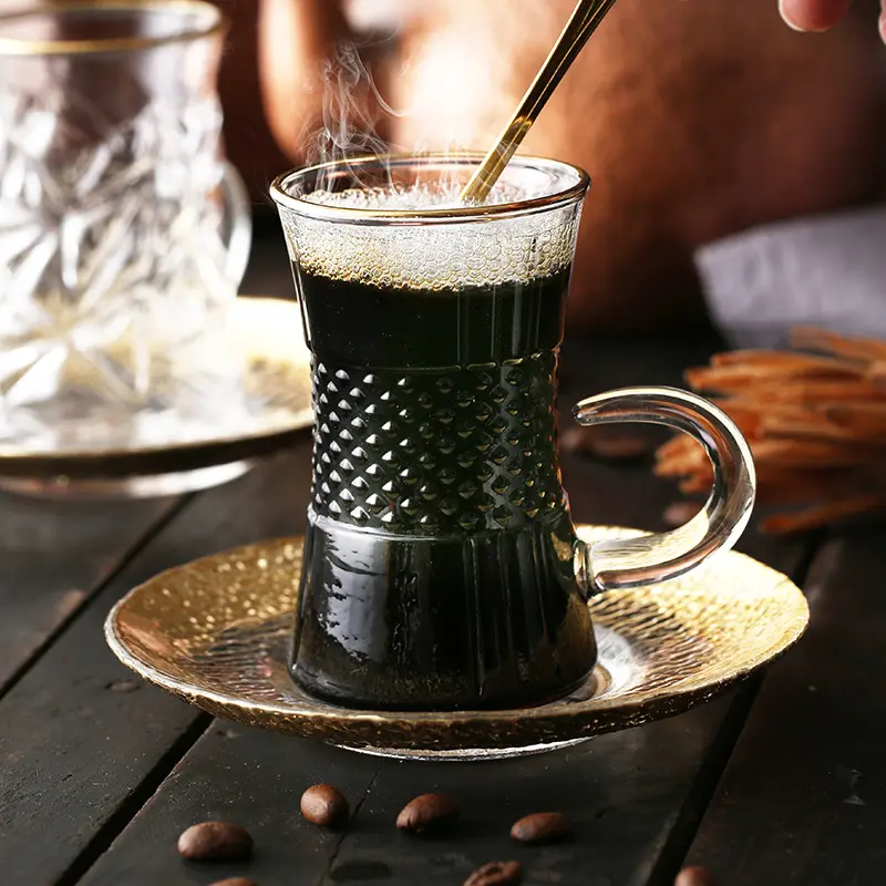 Kaffeetasse und Untertasse französischer Glashalter Haushalt Wassertasse-Set handgebrühte Kaffeetasse