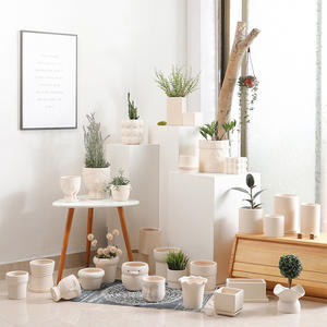 Pot de fleurs en céramique émaillée en argile blanche, respirant et absorbant, pour plantes vertes domestiques, orchidées succulentes avec plateau - Product Image 1