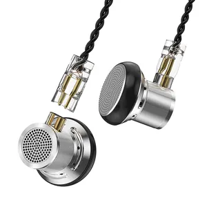 ND DTS 14.2MM-1DD HIFI 인 이어 이어폰 헤비 다스 게임 스포츠 플랫 플러그 헤드폰 마이크 블랙 실버 2PIN 3.5MM 헤드셋