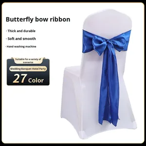 Penutup Kursi Hotel untuk Pesta Pernikahan, Hiasan Bunga, Pita, Satin Sash, Anti Debu, Dapat Dicuci dengan Tangan - Product Image 5
