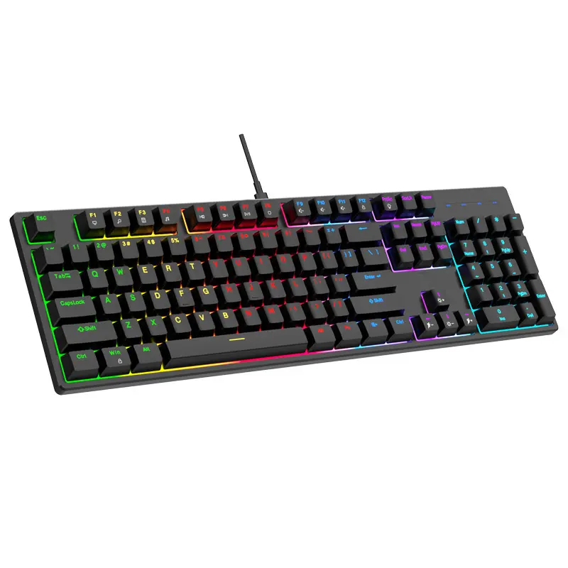 Keyboard Gaming mekanis RGB berkabel 104 tombol, Keyboard Gaming mekanik antarmuka USB baru Keyboard penuh dengan harga murah