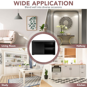 DB Midcentury Modern Sideboard Cabinet Antique <b>Kitchen</b> Storage with Height Adjustable <b>Shelf</b> Stackable Home Furniture - Product Image 4