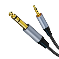 Kabel Audio Stereo TRS 3.5mm ke 6.35mm Laris Manis, Kabel Adaptor Aux 1/4 Inch ke 1/8 Inch dengan Selubung Nilon untuk Speaker