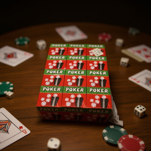 Set di Dadi da Poker 12 Pezzi in Scatola Rossa con Fiches e Carte per Giocare - Product Image 3