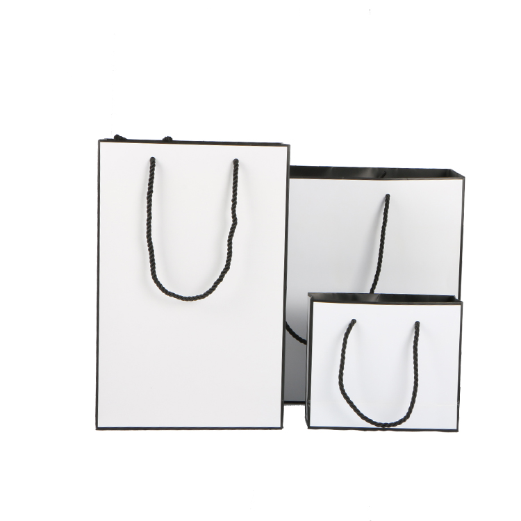 luxury cloth paper bag black edge printing cosmetic shopping bag