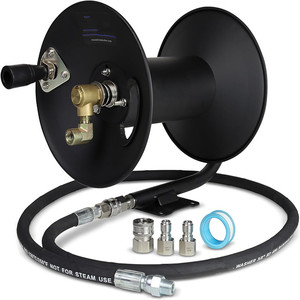 Haute pression 150ft Heavy Duty acier rondelle tuyau enrouleur manuel <span class=keywords><strong>manivelle</strong></span> puissance 3/8 \ "pression lavage <span class=keywords><strong>fouet</strong></span> tuyau pièces d'équipement de nettoyage - Product Image 1