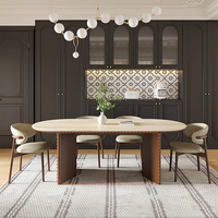 Ensemble Table et Chaises de Salle à Manger 6 Places de Style Rétro Nordique, Design Moderne en Bois, Mobilier de Cuisine