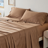 Parure de draps de luxe 4 pièces en Lyocell et coton 600TC, écologique, ultra-douce, respirante, avec taies d'oreiller soyeuses et rafraîchissantes, tissée