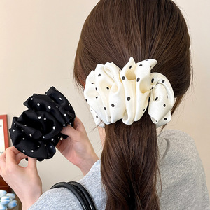 Pinzas para el Cabello con Estampado de Puntos Blancos y Negros Jiamu, Tamaño Grande, Buena Calidad, Moda Elegante, Accesorios para el Cabello con Forma de Plátano para Mujer - Product Image 1