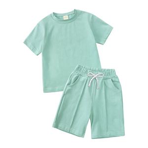 Conjunto de Verano de 2 Piezas para Niños Pequeños, Pantalones Cortos con Cordón de Ajuste, Tela de Algodón de Color Sólido, Personalizado - Product Image 5