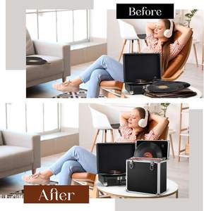 Boîte de rangement pour disques vinyles en aluminium, étanche, anti-poussière, portable, pour 50 disques de 7/10/12 pouces, doublure en feutre doux, avec serrure - Product Image 4