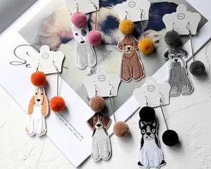 hot sale TOP quality cute DOG embroidery earring