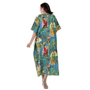 Handmade Cotton Kimono <b>Kaftan</b> One-Piece Dress Kahlo Inspired Bohemian Resort Wear Deep V Neck <b>Plus</b> <b>Size</b> Breathable - Product Image 2