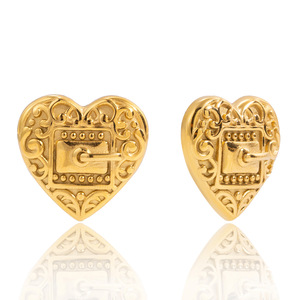 Pendientes con Hebilla de Cinturón en Forma de Corazón, Acero Inoxidable 18K, Joyería de Regalo - Product Image 5