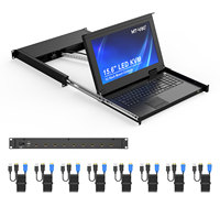 Switch KVM LCD 15,6 inci 8 Port untuk + 8 Kabel MT-VIKI LED 1U Rackmount Drawer Console Tersedia