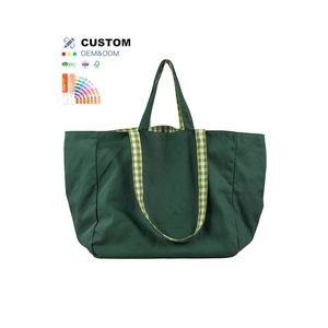 Wholesale Double Handle Blank Over Large <b>Size</b> Green Canvas Shopping Tote <b>Bag</b> With Custom Printed Logo - Product Image 1