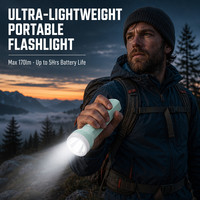 Lampe torche LED compacte rechargeable EDC 170lm avec interrupteur push-pull, étanche IP65, pour la maison, le camping, les situations d'urgence, batterie intégrée