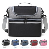 Sac à lunch isotherme moderne minimaliste en tissu Oxford double couche avec bandoulière, boîte à lunch thermique portable