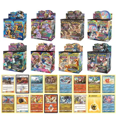Commercio all'ingrosso a buon mercato Pokemon carte collezionabili booster box di buona qualità 324 pz/scatola sole e luna carte da gioco Pokemon GX carte