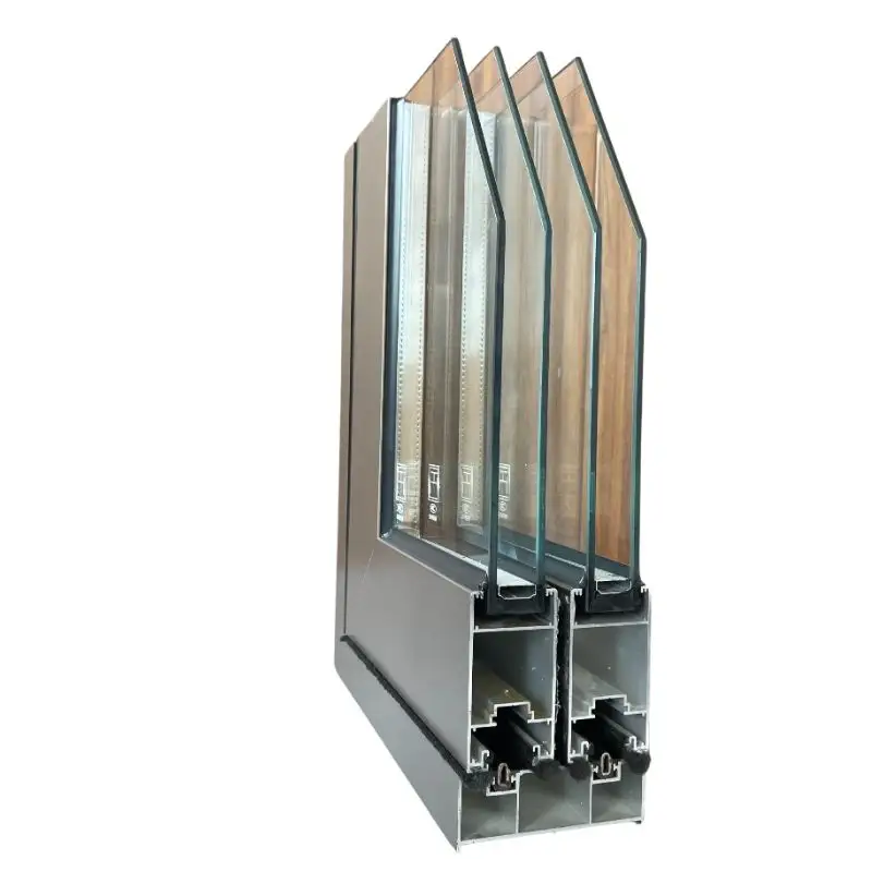 Varanda de alumínio residencial vidro duplo Low-E vidro temperado 2 trilhos janelas deslizantes