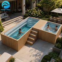 Piscine familiale préfabriquée de luxe en fibre de verre et verre acrylique pour extérieur, piscine conteneurisée de 20 pieds