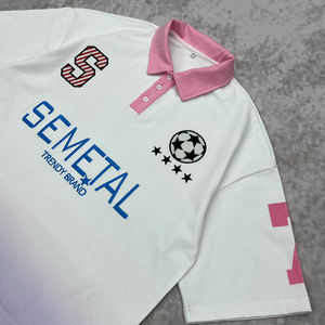 Camiseta recortada cuadrada con solapa bordada para hombre, camiseta de fútbol de gran tamaño con logotipo personalizado 100% de algodón, camisetas polo para hombre - Product Image 6