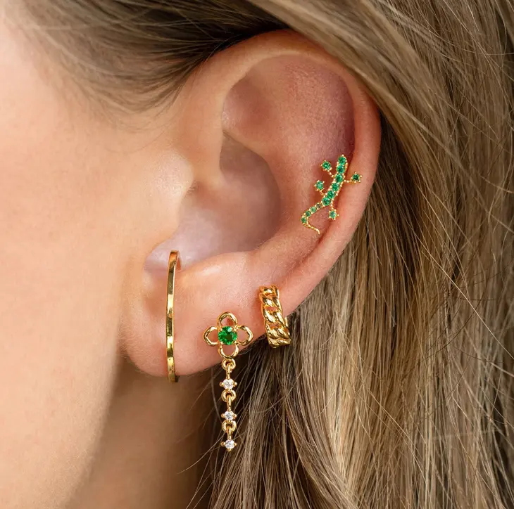 Boucles d'oreilles tendance femme zircon vert cristal blanc fleur chaîne lien couleur violette boucle d'oreille bijoux
