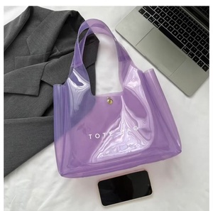 Nouvelle mode sac fourre-tout en PVC personnalisé avec bouton-pression transparent épaule fourre-tout de plage pour le shopping article de promotion - Product Image 4