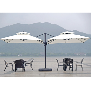 Muebles de aluminio, gran voladizo derecho, parasol de jardín inclinable para exteriores, sombrilla de repuesto para <span class=keywords><strong>Patio</strong></span> con Panel Solar Led - Product Image 4